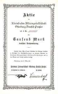 Kleinbahn AG Osterburg-Deutsch-Pretzier 1000 Mk 1913