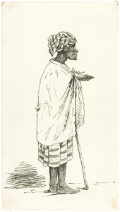 KITLV - 36A236 - Borret, Arnoldus - Old woman with stick - Pen and ink - Circa 1880