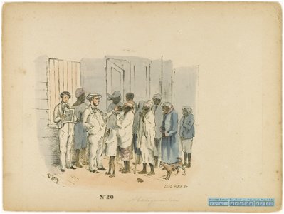 KITLV - 36C348 - Bray, Th. - Petit - Visit of the director to the slave hospital - Colour lithography - 1850