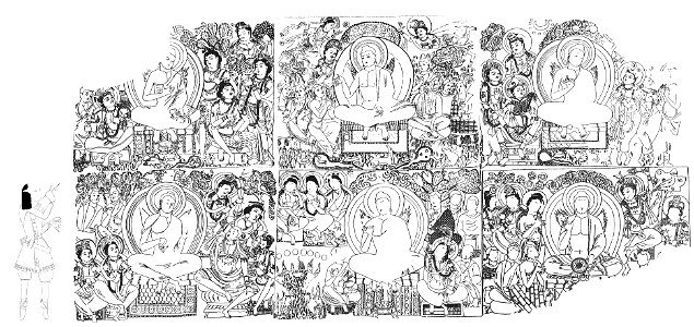 Kizil, Cave of the Painters (right wall, with own painter per Grünwedel, Altbuddhistische Kultstätten... Fig 338)