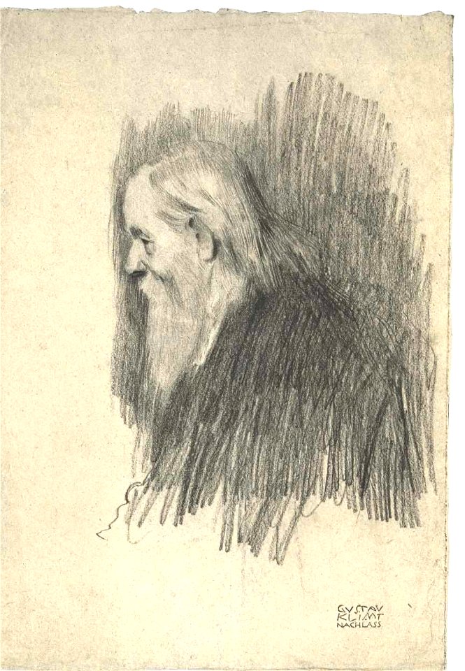 Klimt - Brustbild eines Greises im Profil nach rechts