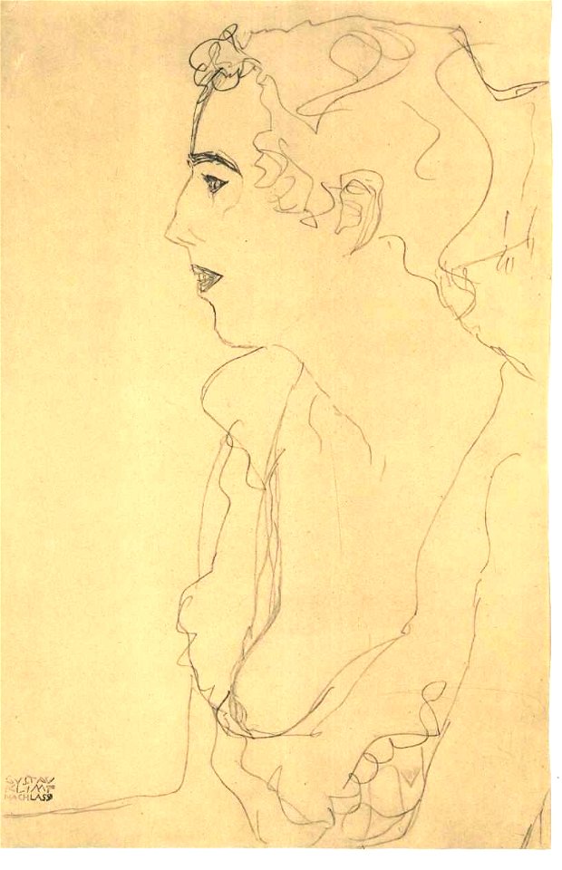 Klimt - Brustbild im Profil nach links
