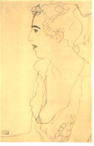 Klimt - Brustbild im Profil nach links