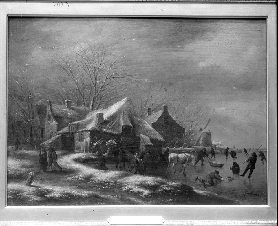 Klaes Molenaer - Winter Landscape with Cottages and a Windmill at the Bank of a Frozen River - 1924.18 - Fogg Museum