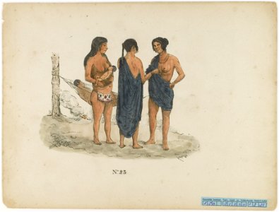 KITLV - 36C351 - Bray, Th. - Petit - Arawak Indians Three women, one breast feeding. - Colour lithography - 1850
