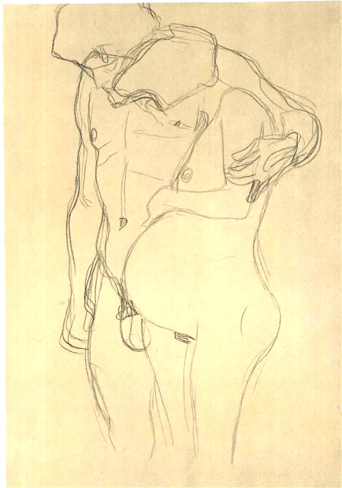 Klimt - Schwangere mit Mann nach links 001