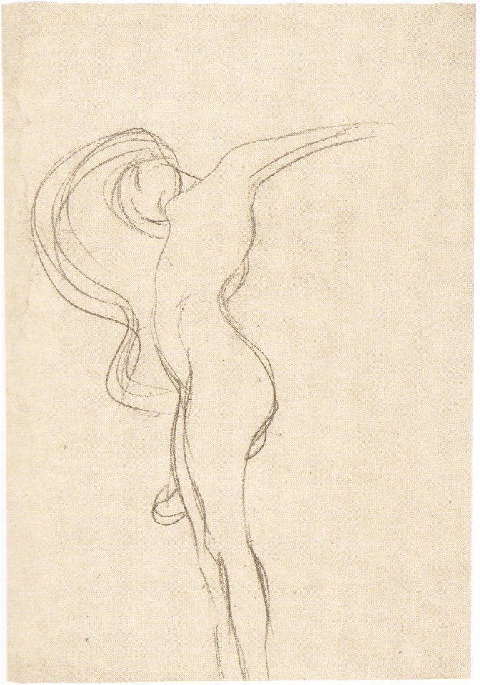 Klimt - Schwebende mit Körper in Profilstellung
