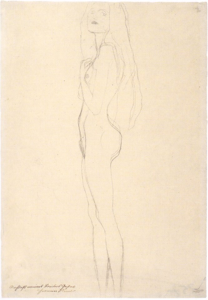 Klimt - Stehender Mädchenakt nach links - 1902