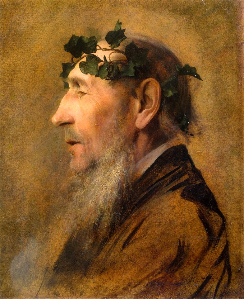 Klimt - Study of an Old Man with Ivy Wreath, 1888-1890