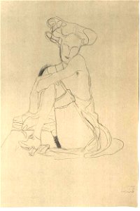 Klimt - Sitzende Frau mit aufgestützen linken Bein