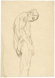Klimt - Stehender Mann nach rechts mit gesenktem Kopf