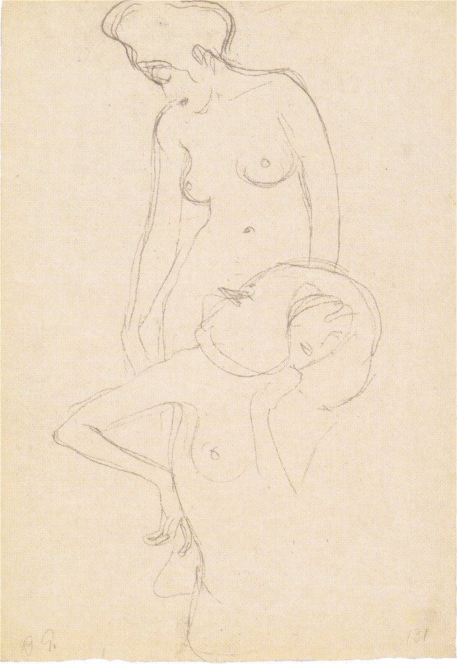 Klimt - Stehender Frauenakt nach links, Frauenakt von vorne