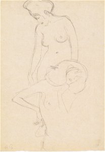 Klimt - Stehender Frauenakt nach links, Frauenakt von vorne