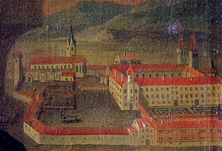 Kloster Isny Detail vom Porträt Abt Wolfgang Schmid