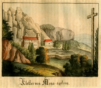 Kloster von Mega-spileon - Griechenland Oder Sitten Bräuche Trachten Und Denkmäler Der Griechen Nach Den Neuesten Und Beste Quellen Bearbeitet - 1825