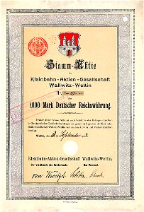 Kleinbahn AG Wallwitz-Wettin 1000 Mk 1903