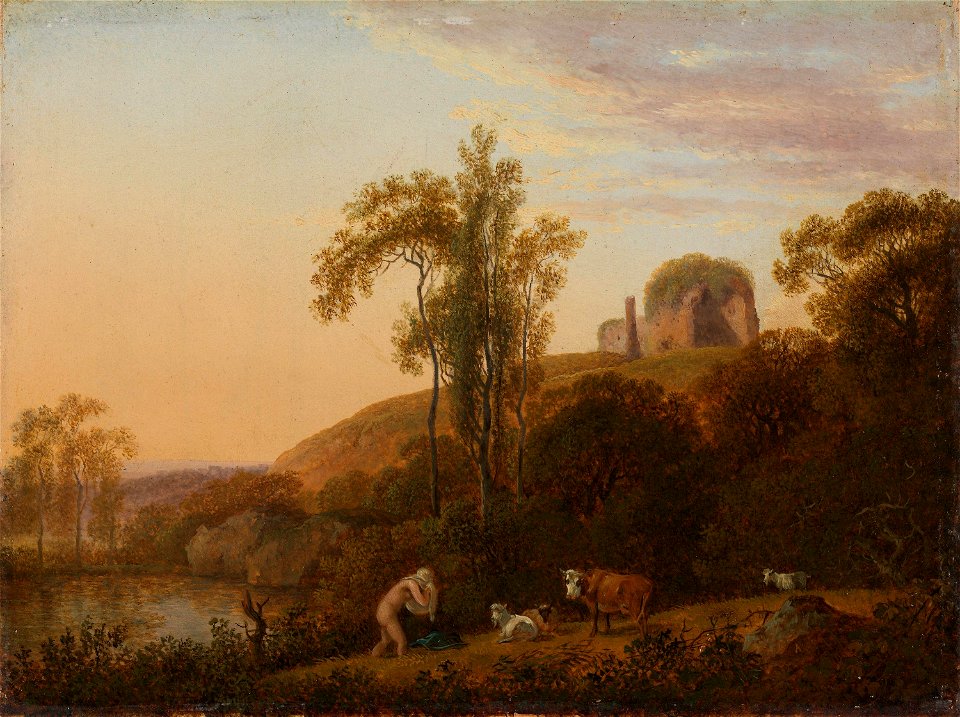 Johann Christian Klengel - Italian Landscape with Ruins and bathing Woman - NG.M.00063 - National Museum of Art, Architecture and Design