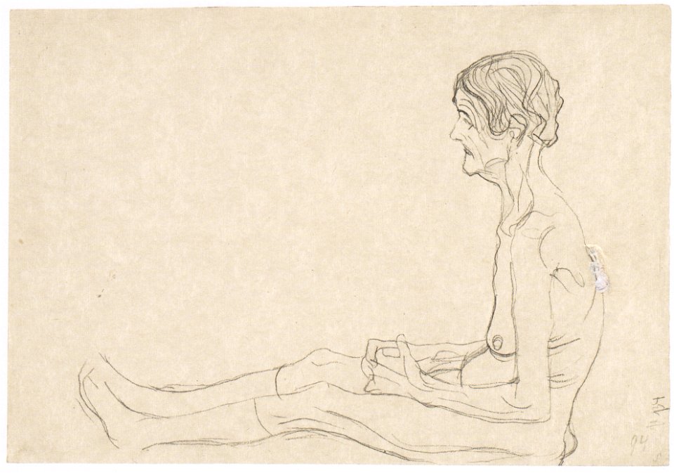 Klimt - Sitzende alte Frau nach links