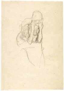 Klimt - Sitzender Halbtakt einer alten Frau etwas nach rechts
