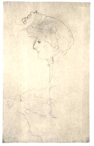 Klimt - Brustbild einer Dame mit dem Profil nach rechts