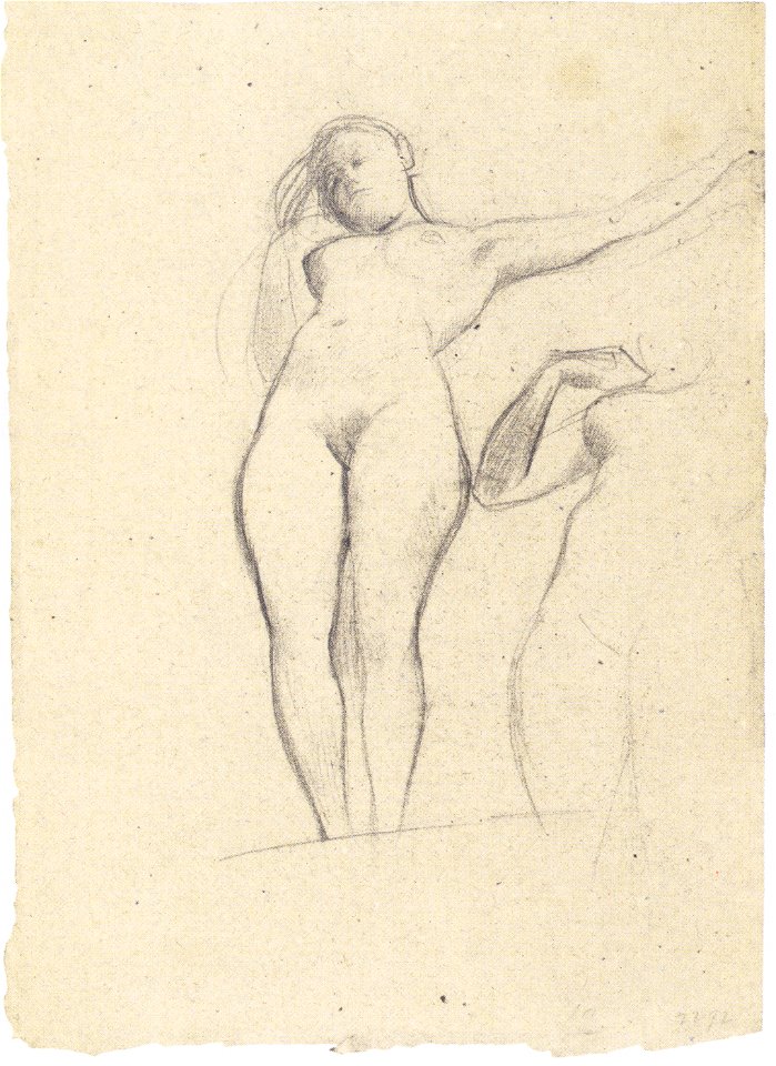 Klimt - Zwei Studien eines stehenden Aktes nach links