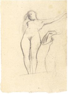 Klimt - Zwei Studien eines stehenden Aktes nach links