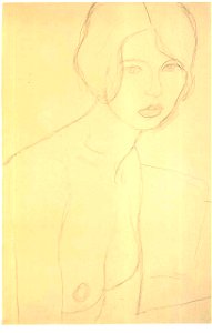 Klimt - Brustbild eines nackten Mädchen nach rechts