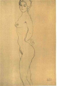Klimt - Stehender Akt nach links die Hand in die Hüfte gestütz