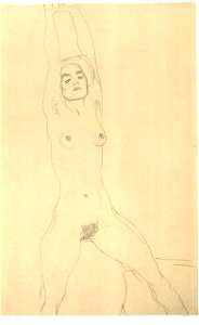 Klimt - Akt von vorne mit erhobenen Armen