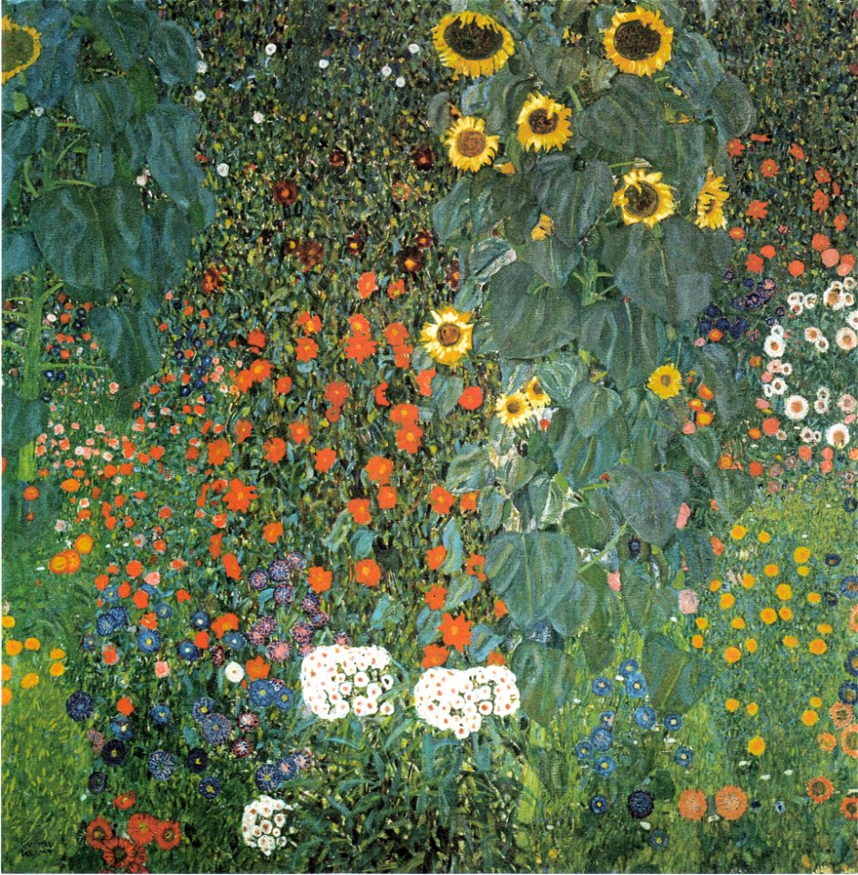 Klimt - Bauerngarten mit Sonnenblumen - ca1907. Free illustration for personal and commercial use.