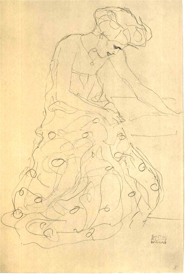 Klimt - Sitzende nach rechts