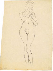 Klimt - Stehender Frauenakt von vorne mit erhobenen Armen