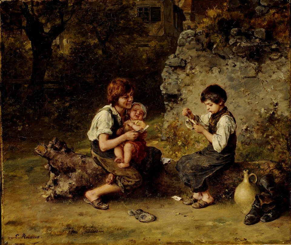 Ludwig Knaus - Kartenspielende Schusterjungen (ca.1861)
