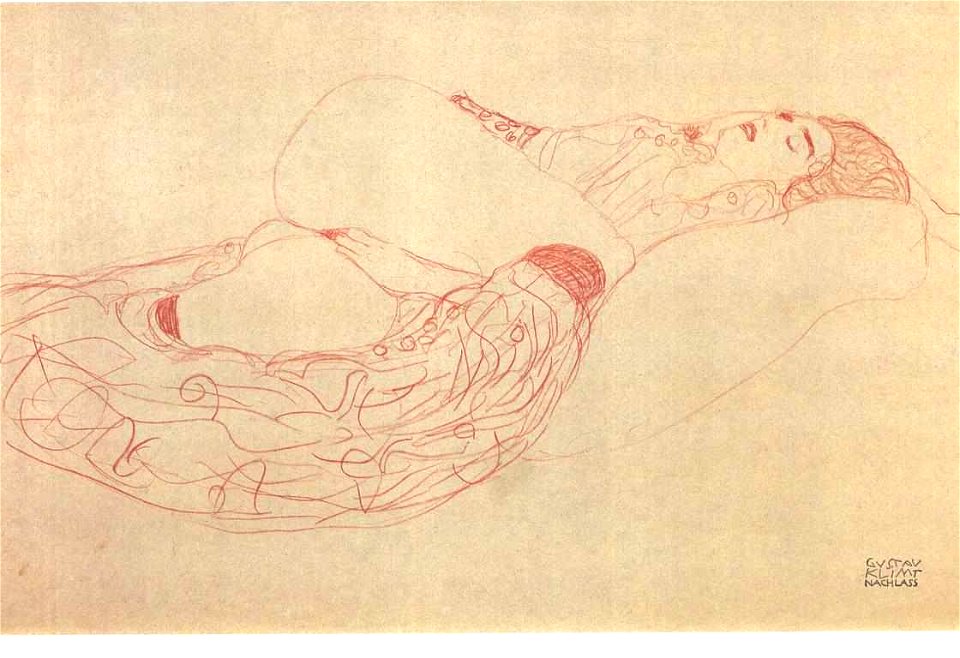 Klimt - Liegender Halbakt