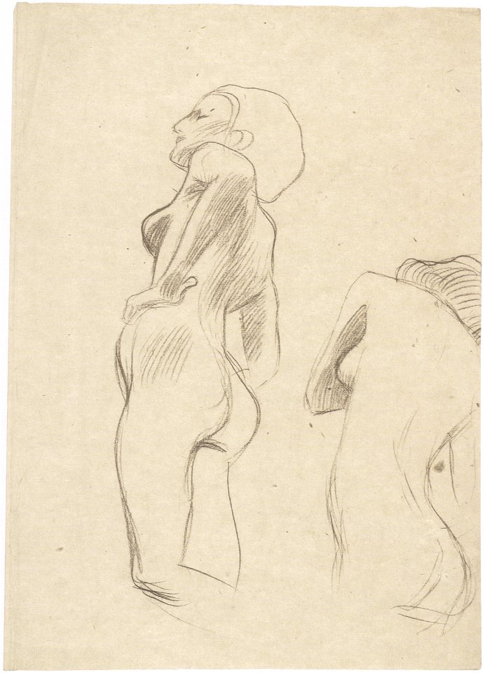 Klimt - Zwei Studien eines Frauenaktes, nach links und vom Rücken gesehen