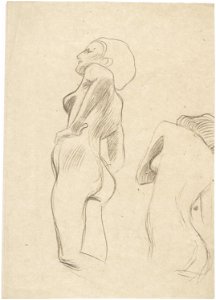 Klimt - Zwei Studien eines Frauenaktes, nach links und vom Rücken gesehen