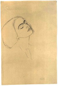 Klimt - Kopfstudie mit geschlossenen Augen nach rechts