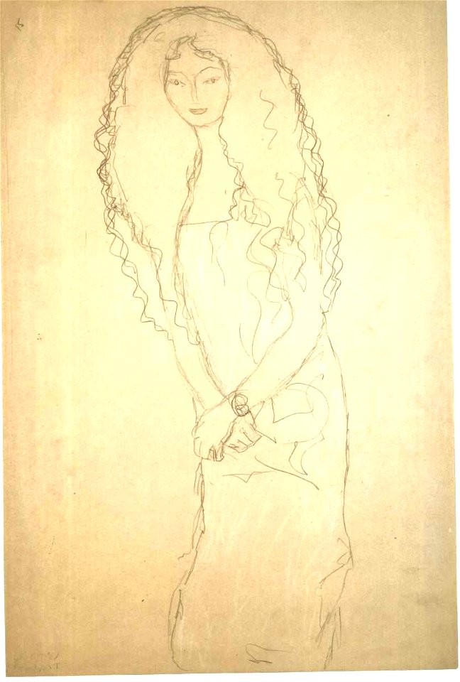 Klimt - Stehende Frau mit langgewellten Haaren