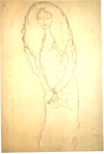 Klimt - Stehende Frau mit langgewellten Haaren