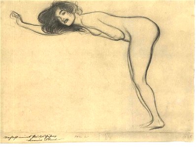 Klimt - Stehender Mädchenakt mit vorgebeugten Körper nach links