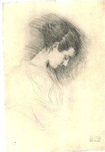 Klimt - Brustbild eines Mädchen mit gesenktem Kopf nach links