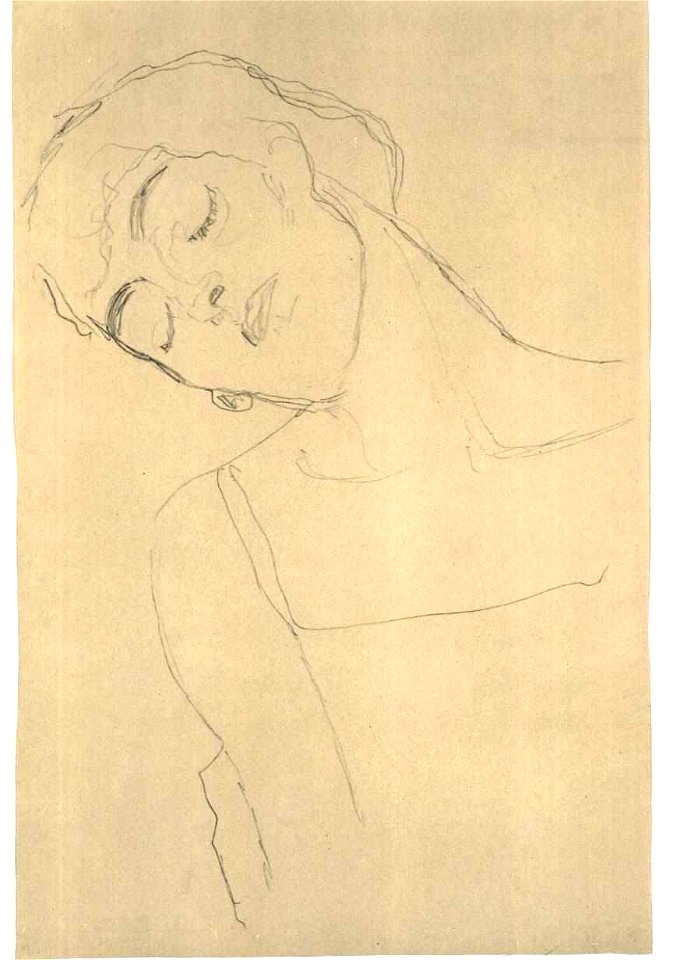 Klimt - Brustbild mit geschlossenen Augen