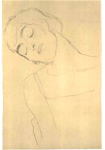 Klimt - Brustbild mit geschlossenen Augen