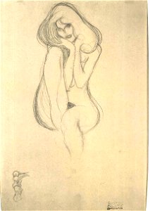 Klimt - Sitzender Frauenakt von vorne