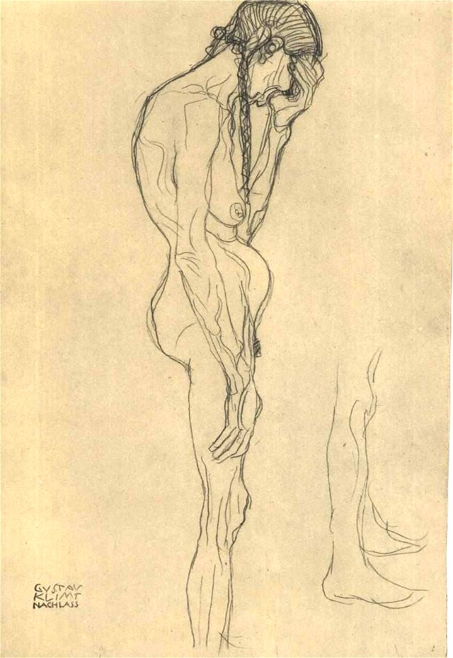 Klimt - Stehende alte Frau im Profil nach links