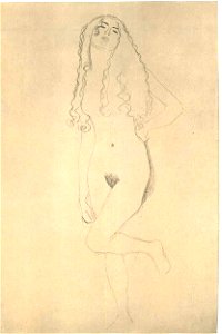 Klimt - Weiblicher Akt mit erhobenen linken Bein