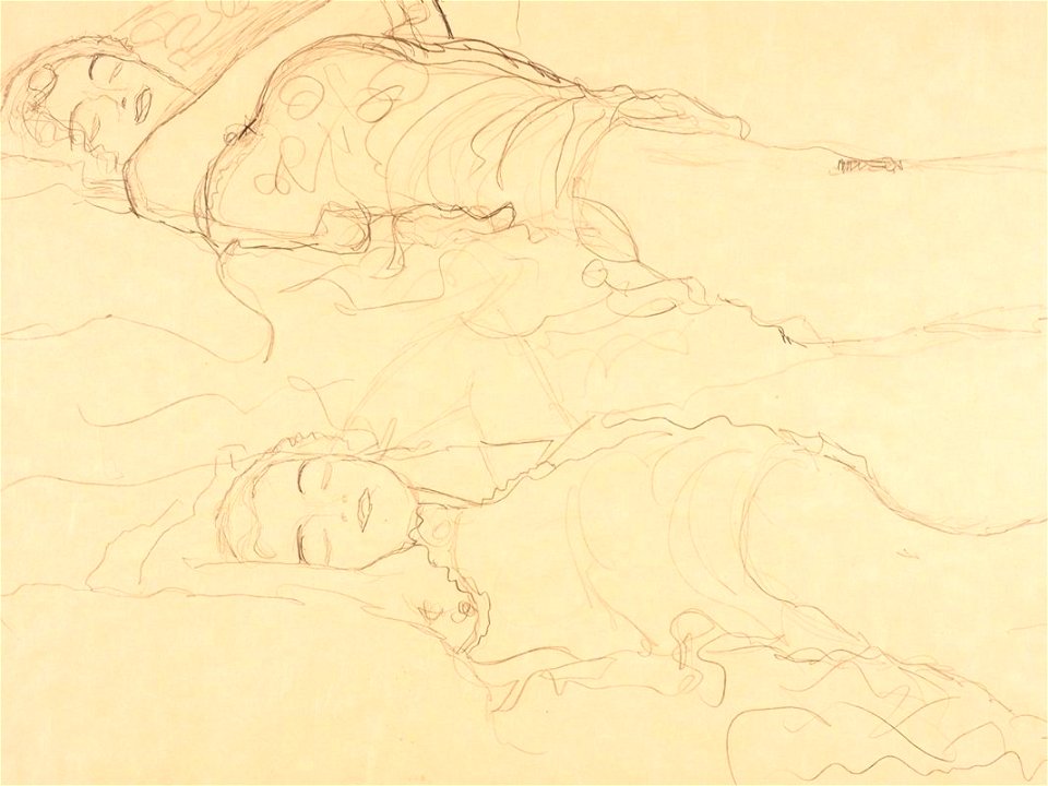 Zwei Liegende (Two Reclining Figures) by Gustav Klimt