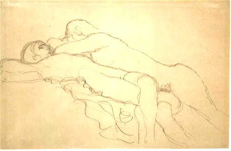 Klimt - Zwei auf dem Ruhebett liegende Akte