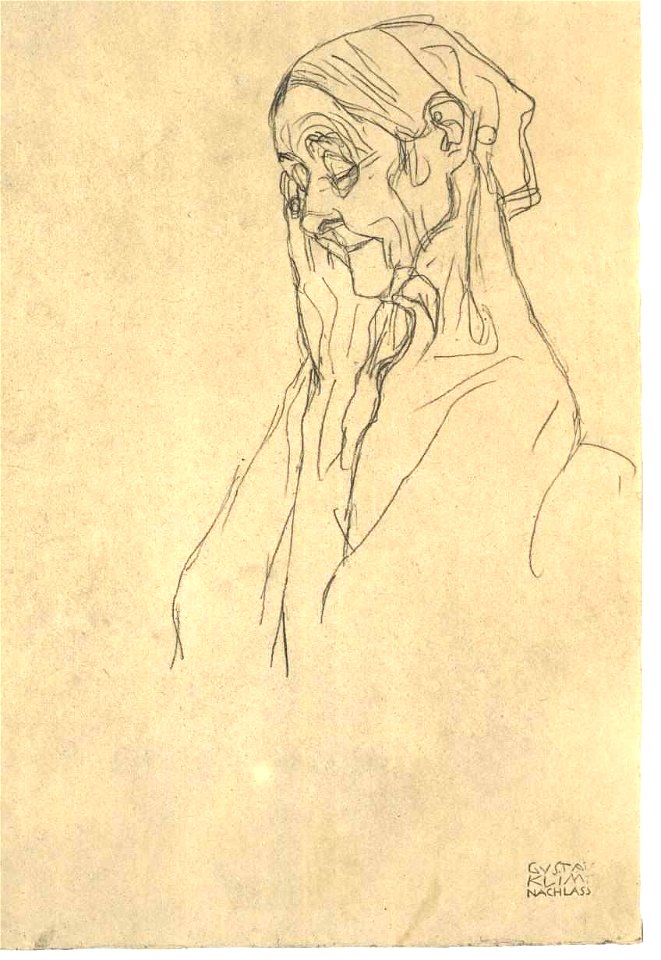 Klimt - Kopf einer alten Frau nach links