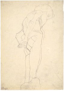 Klimt - Gebeugter nackter Greis nach rechts1